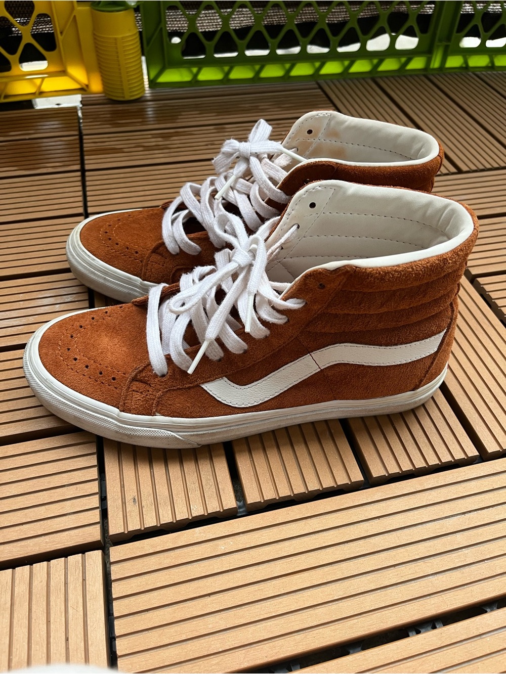 Vans Brown Suede Hi-Skate High-Top  Sneakers in Brown/White